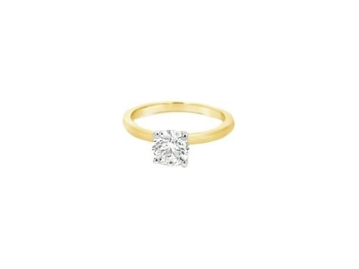 1 Carat Round Cut Natural Diamond Ring in 18K Yellow Gold